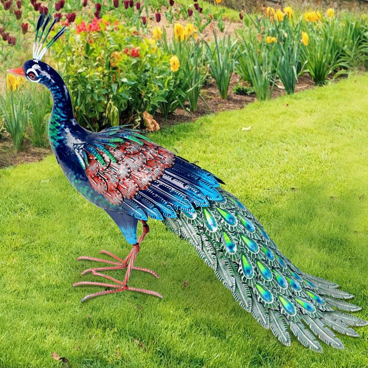 Metal Peacock Decor, newest Garden Statues & Sculptures, Home Art Decor, Set of 2