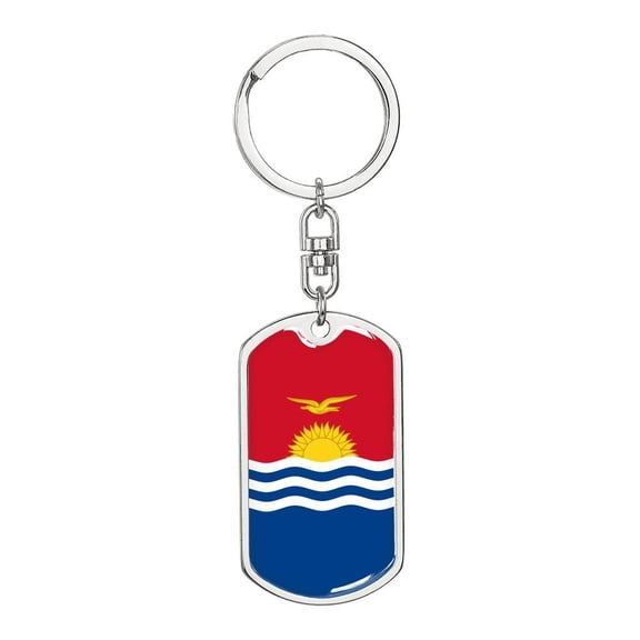 Kiribati Flag Keychain Dog Tag Stainless Steel or 18k Gold