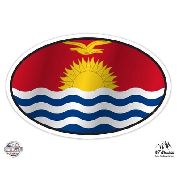 Kiribati Flag Oval - 5" Vinyl Sticker - For Car Laptop I-Pad - Waterproof Decal