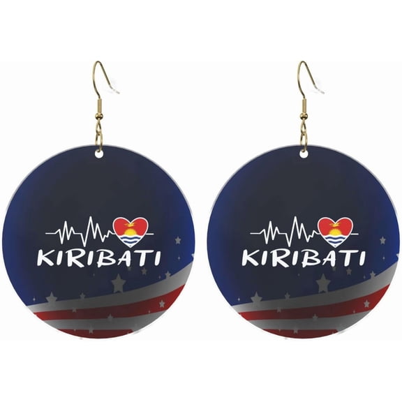 Kiribati Heartbeat Contemporary Round Acrylic Earrings Lightweight Versatile For All Occasions[p161]