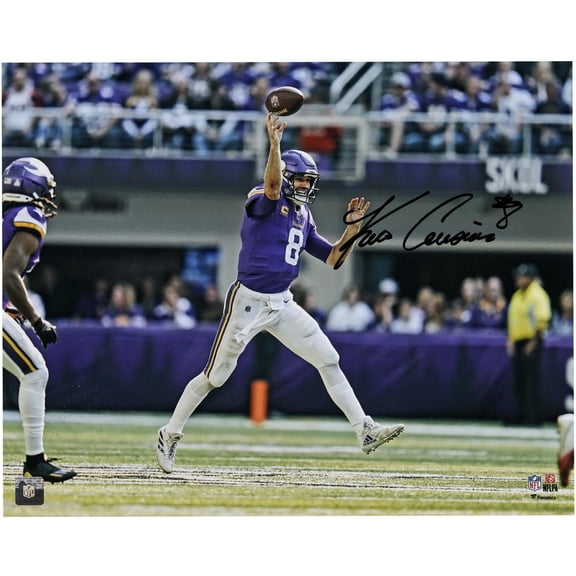 Kirk Cousins Minnesota Vikings Autographed 16" x 20" Purple Throw on the Run Photograph - Fanatics Authentic Certified