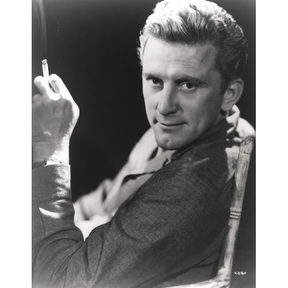 Kirk Douglas Posed on Table Lamp Black and White Photo Print (24 x 30)