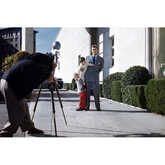 Kirk Douglas Rare Pose Wilshire Boulevard With Son Michael Douglas 1950's 24x36 Poster