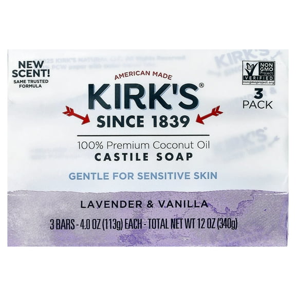Kirk's Lavender & Vanilla Coco Castile Bar Soap 3 (4 oz.) pack
