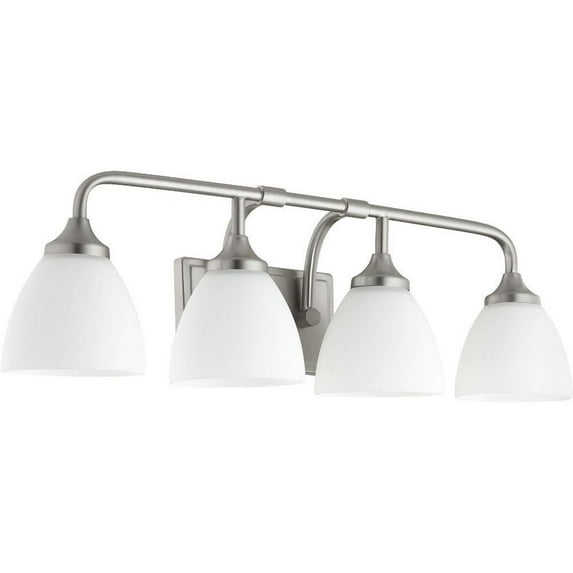 Kirkby Oaks 4 Light Vanity Light in Bailey Street Home Home Collection Style 26.5 inches Wide By 8.5 inches High-Satin Nickel Finish-Satin Opal Glass