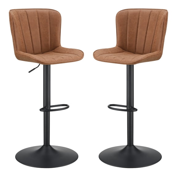 Kirkdale Adjustable Stool 2-Pack in Sand Brown Faux Leather