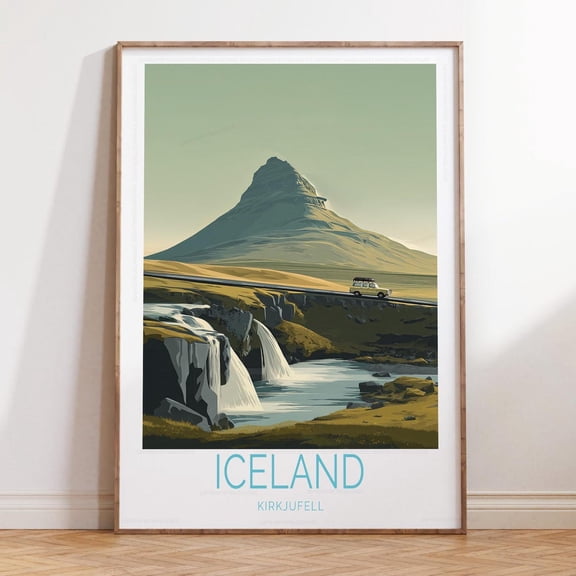 Kirkjufell Iceland Iconic Nature Scene Wall Art, Unframed Canvas Size 8x12