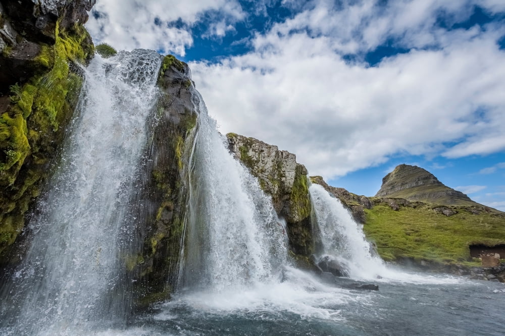 Kirkjufellsfoss Waterfalls (Church Mountain Falls) Grundarfjordur Snaefellsnes Peninsula Iceland Canvas Art - Panoramic Images (27 x 9)