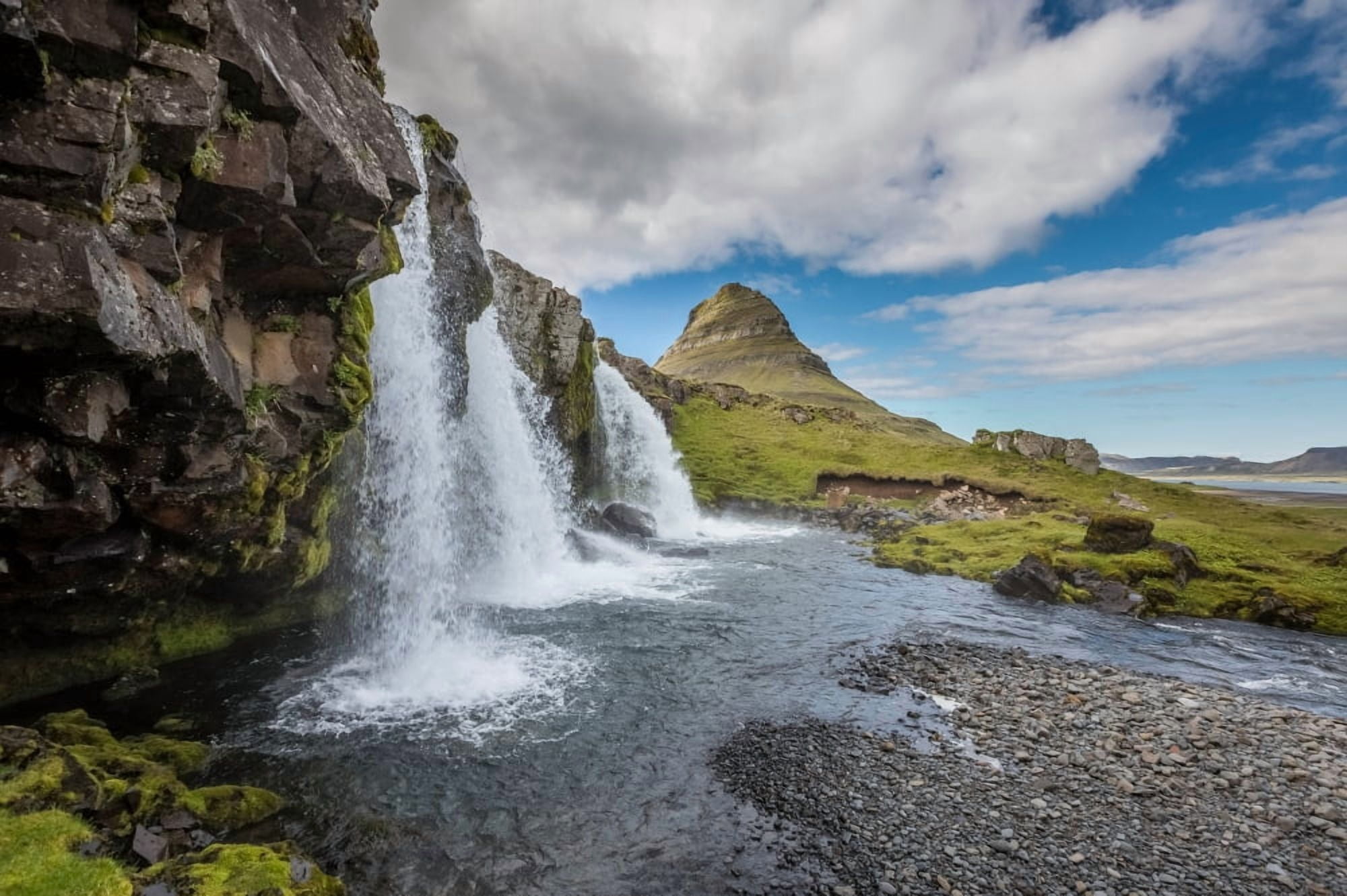 Kirkjufellsfoss Waterfalls (Church Mountain Falls) Grundarfjordur Snaefellsnes Peninsula Iceland Canvas Art - Panoramic Images (27 x 9)