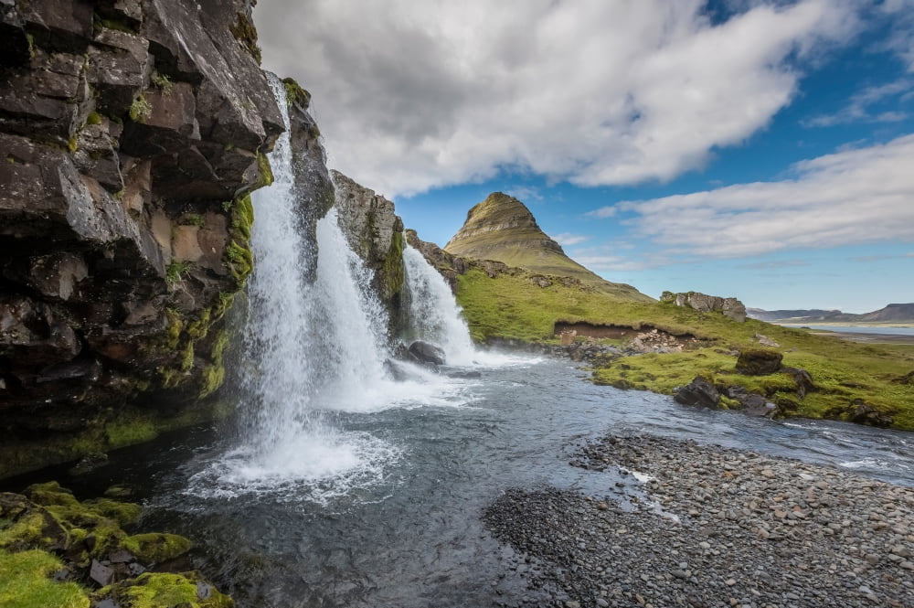 Kirkjufellsfoss Waterfalls (Church Mountain Falls) Grundarfjordur Snaefellsnes Peninsula Iceland Canvas Art - Panoramic Images (36 x 12)