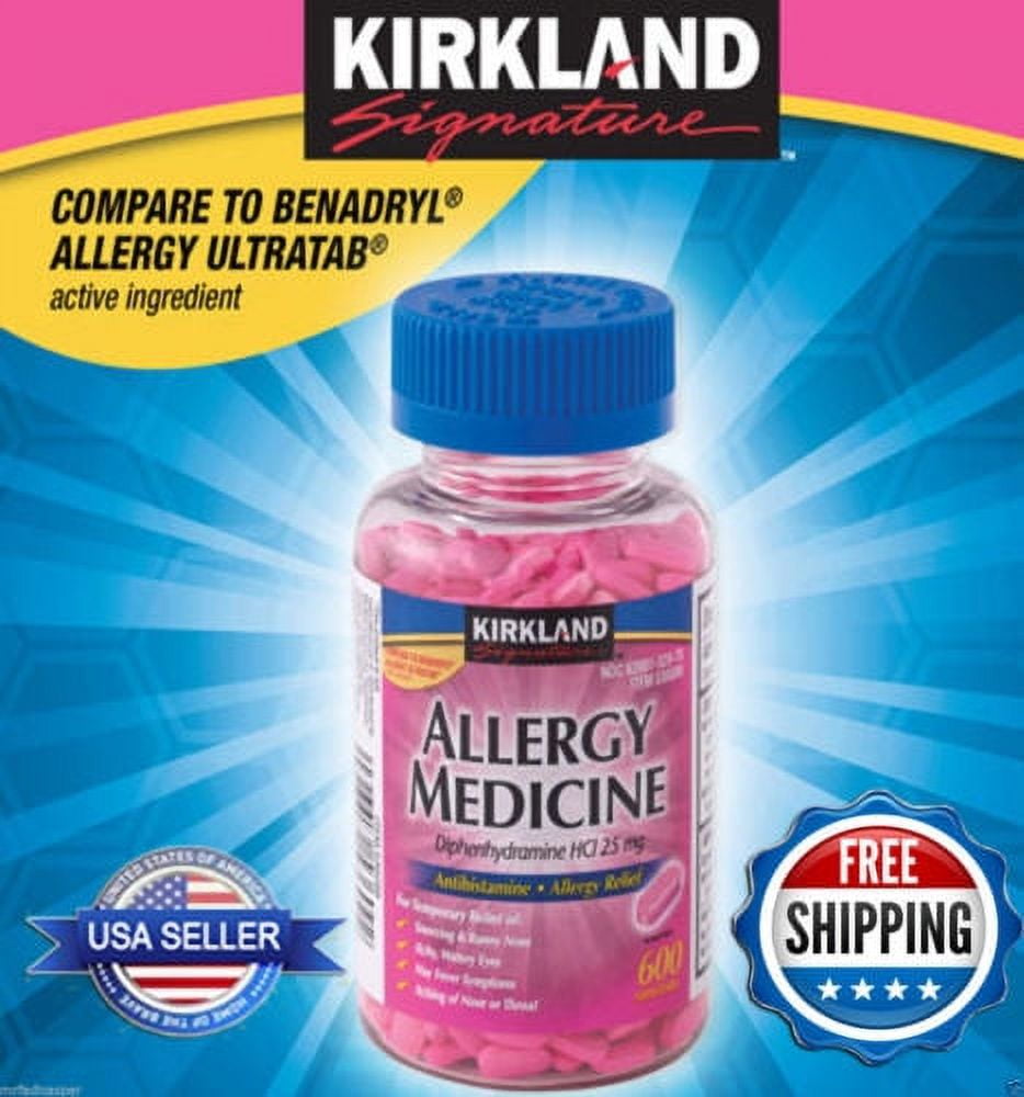 Kirkland Allergy Relief Medicine, 25mg Diphenhydramine HCI, 600 Tablets