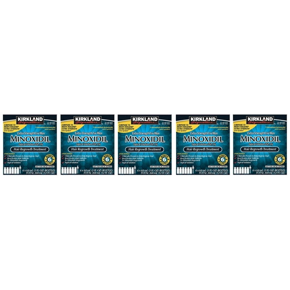 Kirkland Minoxidil 5 % Extra Strength Hair Loss Regrowth Treatment Men, 5 Pack (6 Month