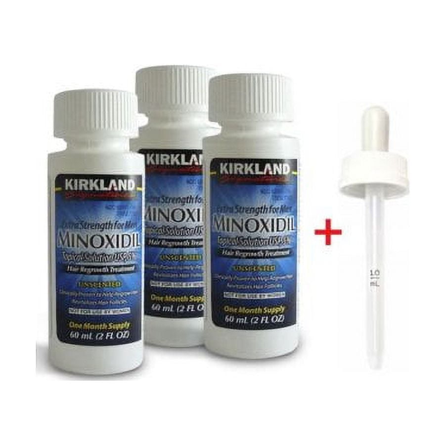 Kirkland Signature Minoxidil 5% Topical Solution Extra Strength Hair Regrowth Treatment for Men Dropper Applicator Included (3 Month Supply)