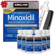 Kirkland Minoxidil 5% for Men, Topical Solution Extra Strength Hair Regrowth Treatment, 6 Months Supply, Total 12 Fl Oz, Premium Dropper Applicator, Exclusive Comb and Bonus Free Guide Included