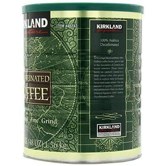 Kirkland Signature 100% Colombian Dark Roast Decaffeinated Ground Coffee, 3 Pound (Pack of 2)