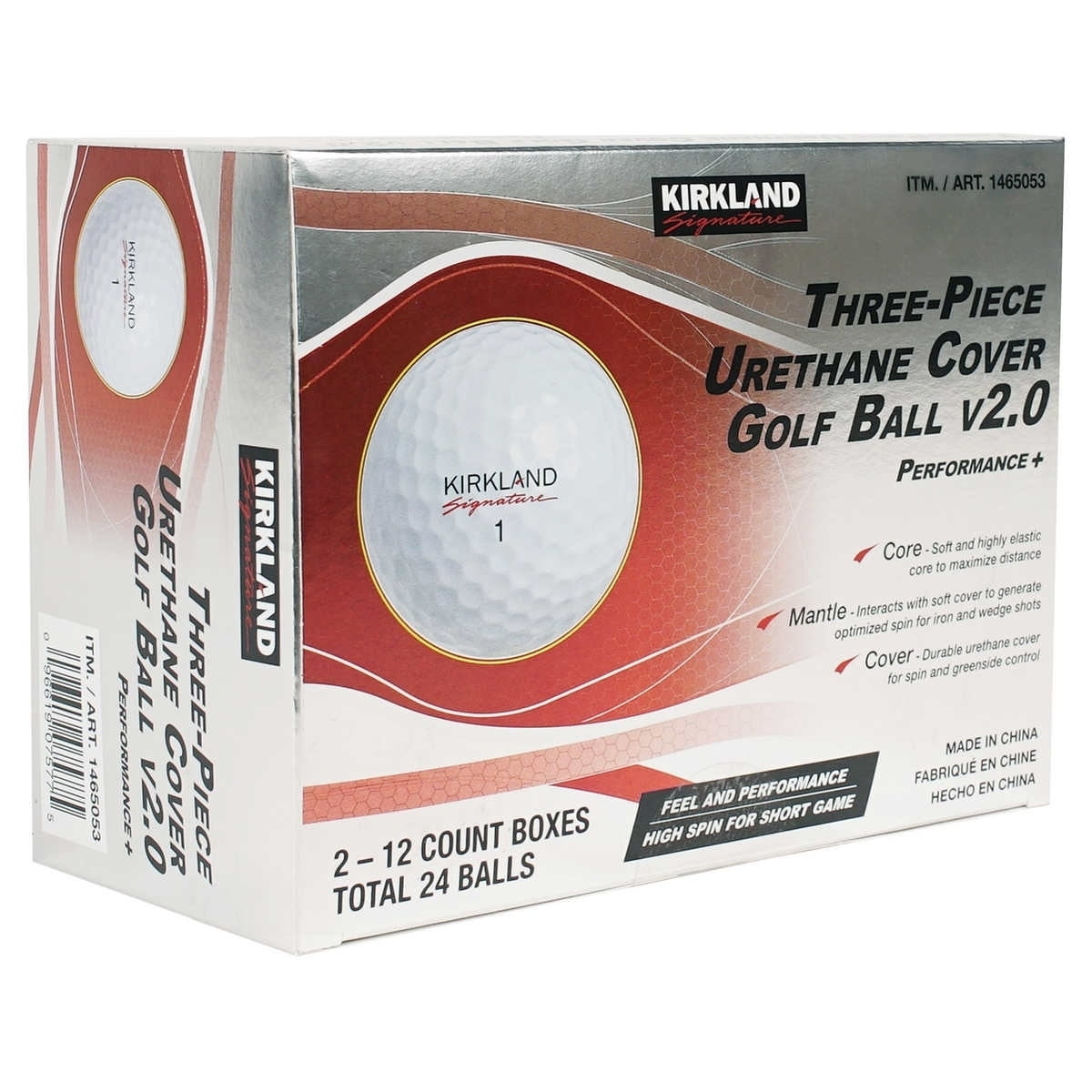 Kirkland Signature 3-piece V2.0 Urethane Cover Golf Ball, 24 Count
