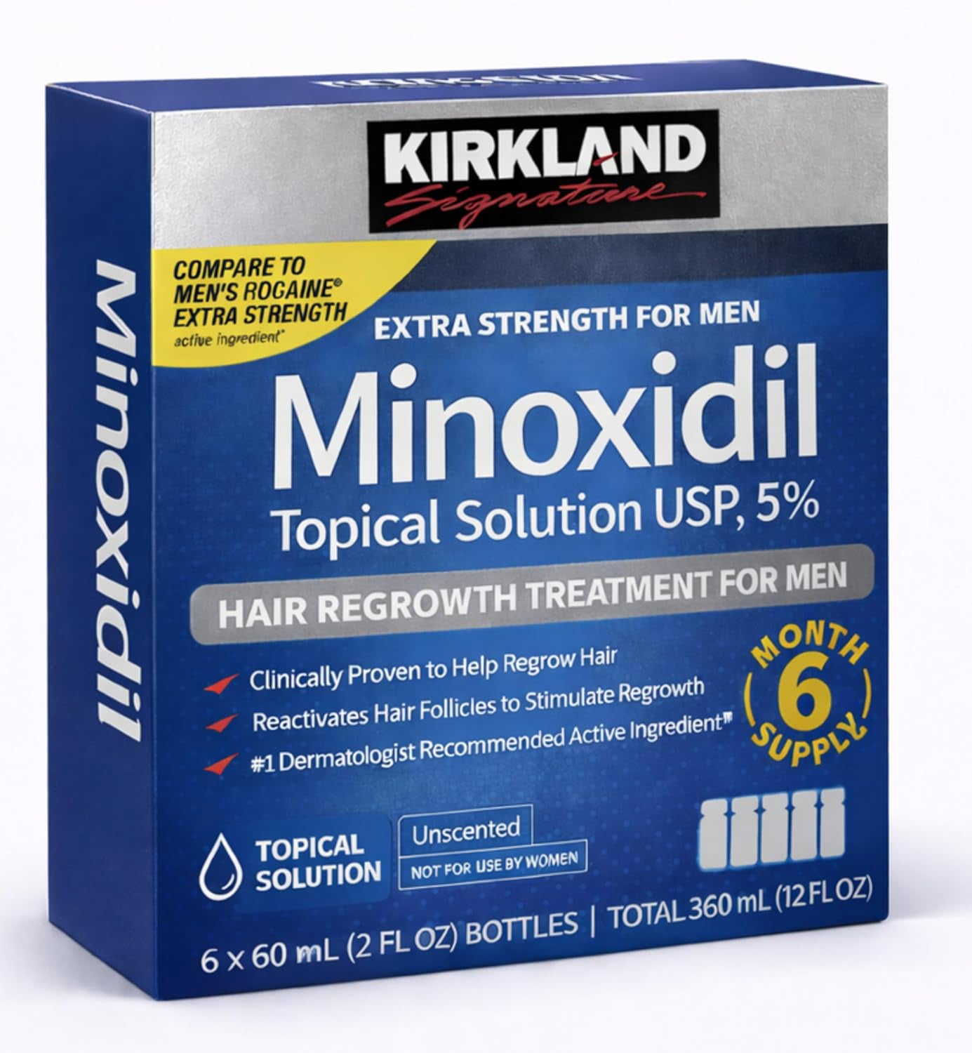 Kirkland Signature - 5% Minoxidil for Men Hair Regrowth Treatment Topical Solution - 6 Month Supply