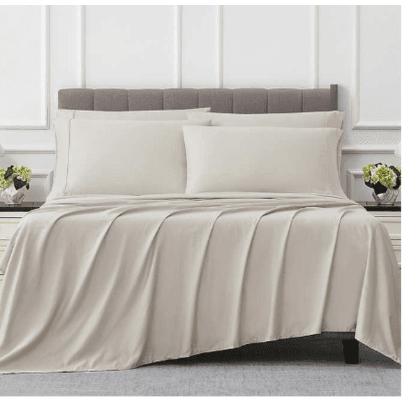 Kirkland Signature 6-Piece 680 Thread Count Oatmeal Pima Cotton Sheet Set, King Size