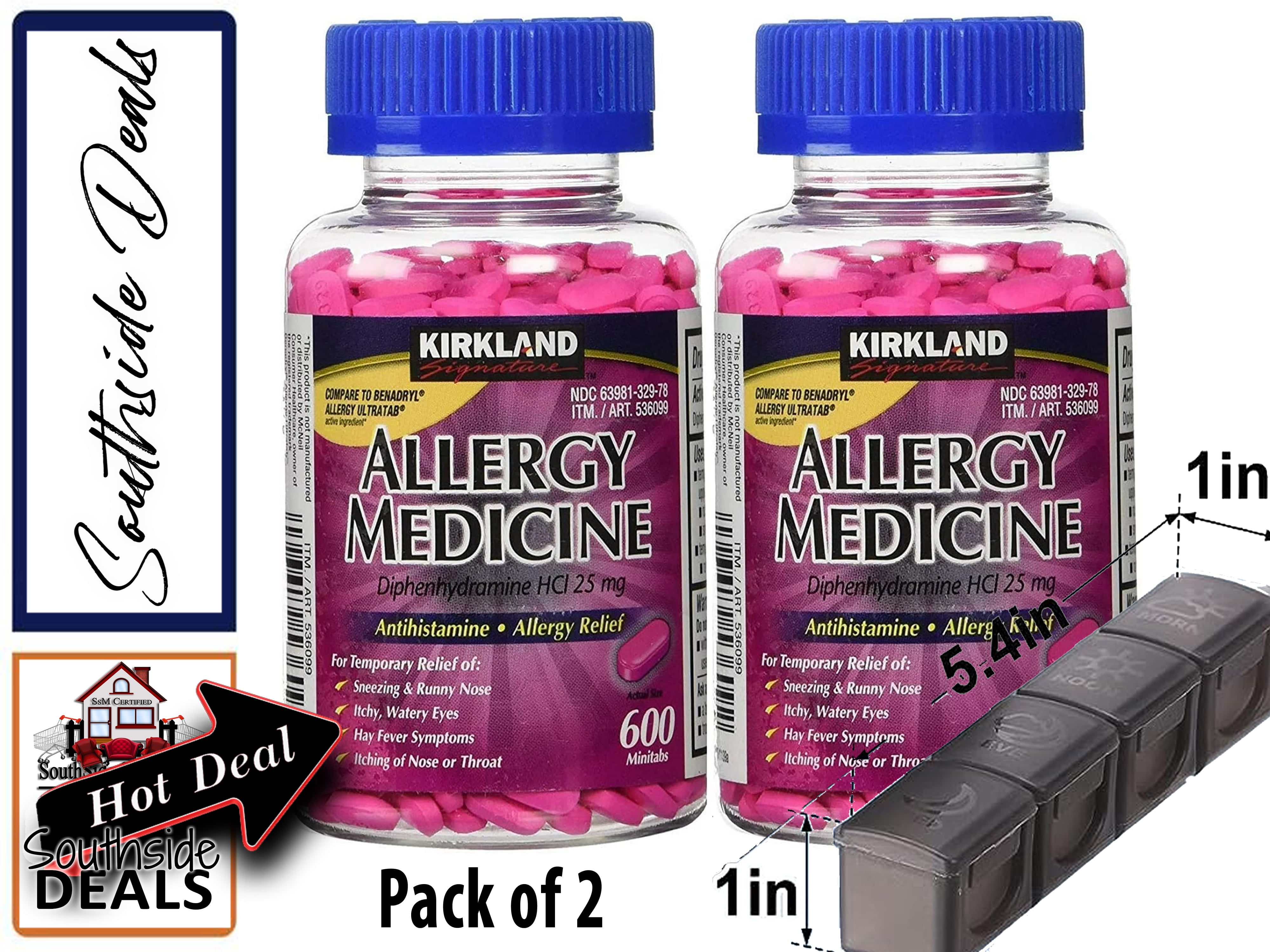 Kirkland Signature Allergy Medicine 25 mg., 600 Minitabs 2 Pack