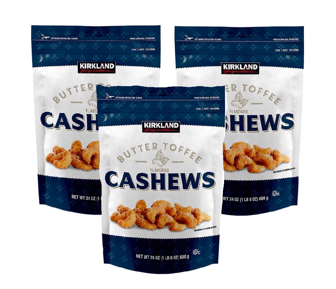 Kirkland Signature Butter Toffee Cashews, 24 oz 3PK