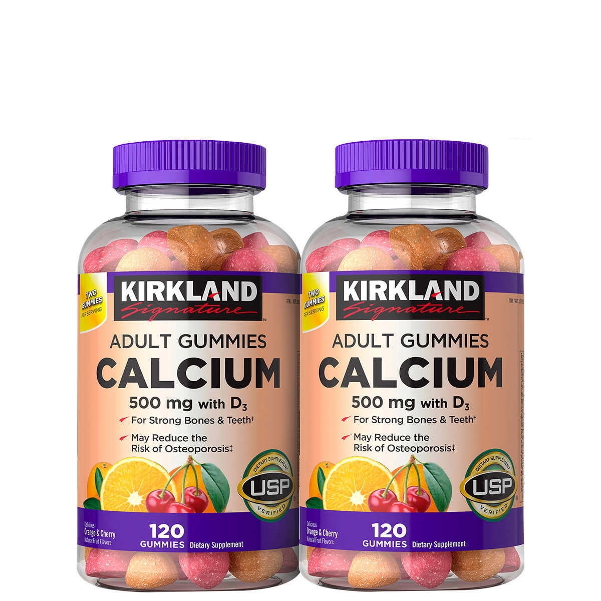 Kirkland Signature Calcium 500 mg. with D3, 240 Adult Gummies
