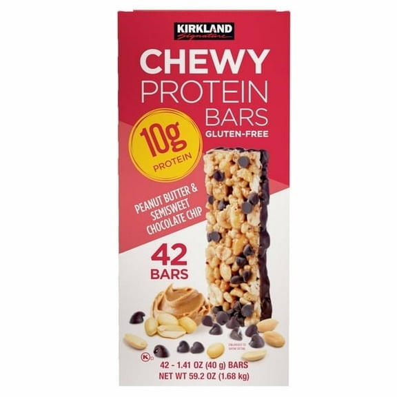 Kirkland Signature Chewy Protein Bar, Peanut Butter & Semisweet Chocolate Chip, 1.41 oz, 42-C