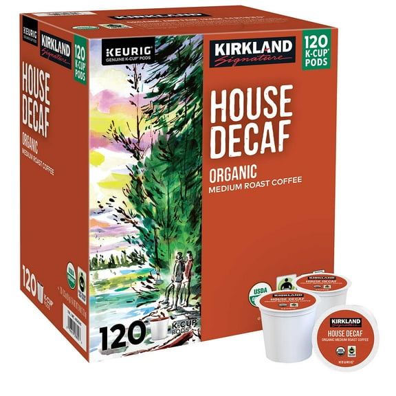Kirkland Signature Coffee Organic House Decaf K-Cup Pod, 120 Count