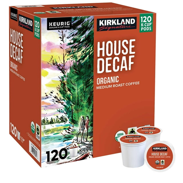 Kirkland Signature Coffee Organic House Decaf KCup Pod, 120 Count
