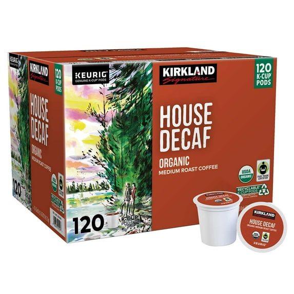 Kirkland Signature Coffee Organic House Decaf K-Cup Pod, 120-count