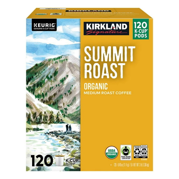 Kirkland Signature Coffee Organic Summit Roast KCup Pod, 120 Count
