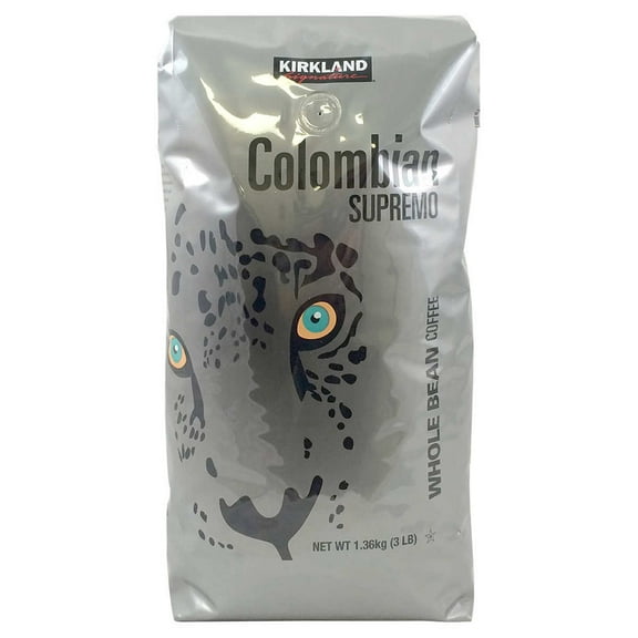 Kirkland Signature Colombian Supremo Coffee, Whole Bean, 3 Pounds