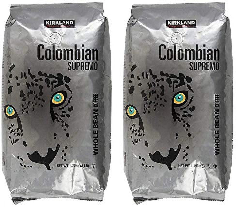 Kirkland Signature Colombian Supremo Whole Bean Coffee, 3 Pound - PACK OF 4