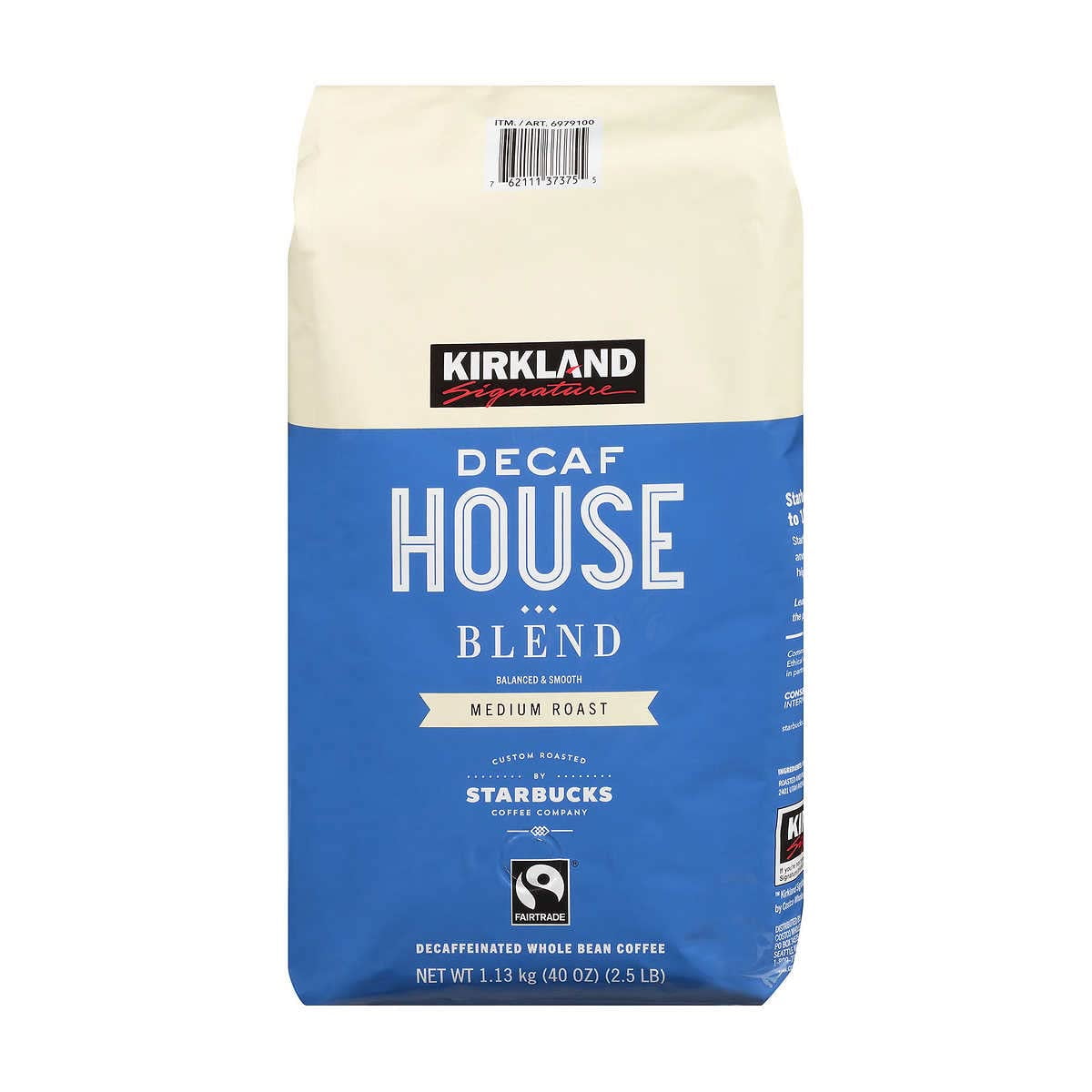 Kirkland Signature Decaf House Blend Coffee, Medium Roast, Whole Bean