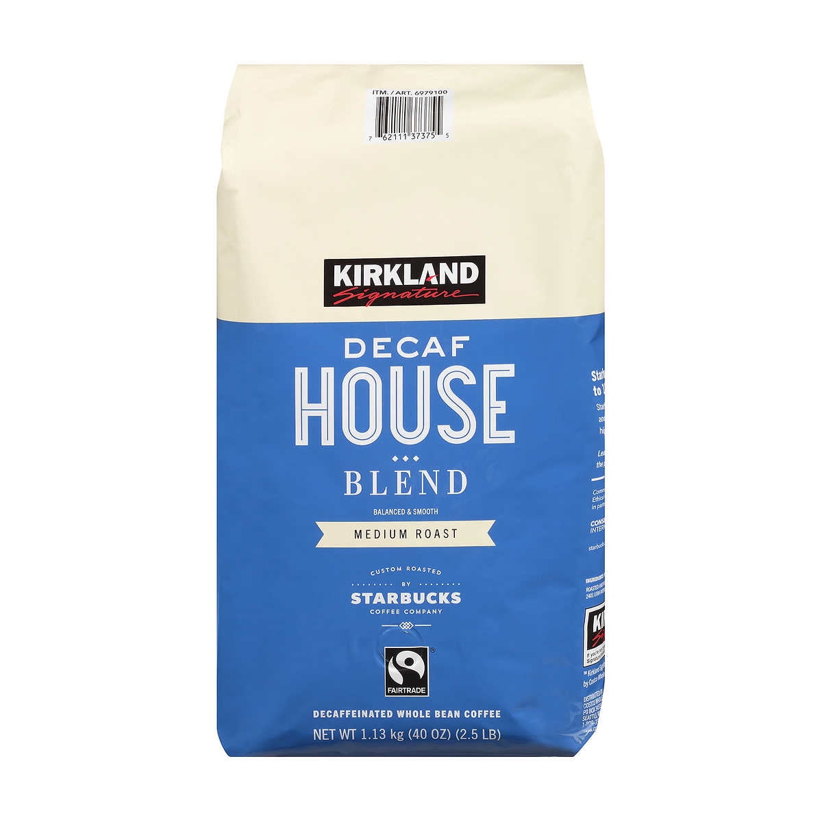 KIRKLAND Decaf House Blend Coffee, Medium Roast, Whole Bean, 2.5 lbs ...
