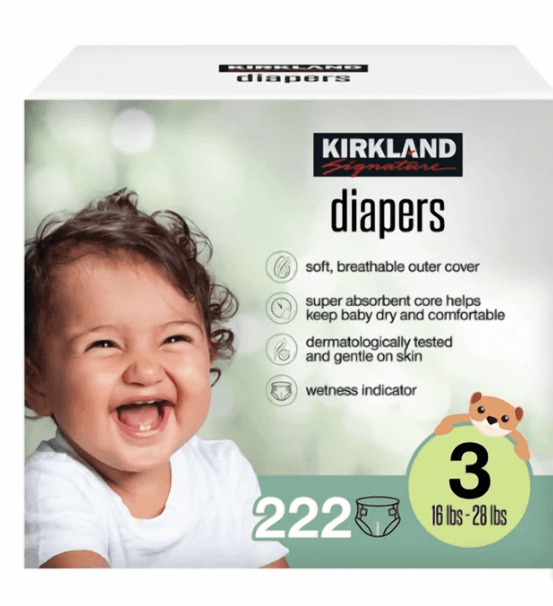 Kirkland Signature Diapers Size 3 (16lbs+) 222 CT
