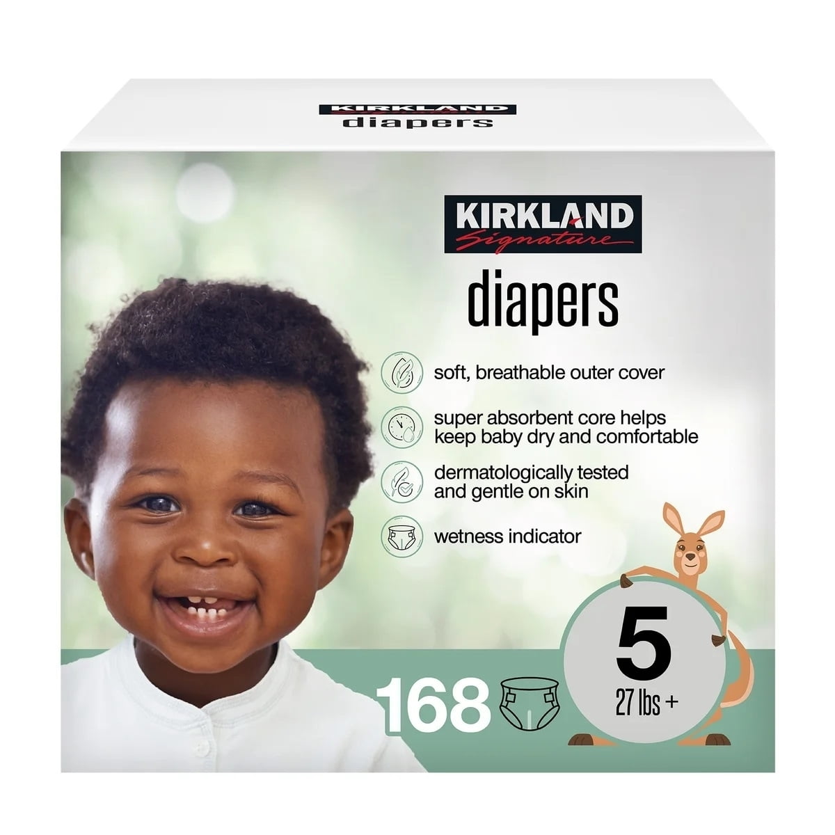 Kirkland Signature Diapers, Size 5 (27+ Pounds), 168 Count