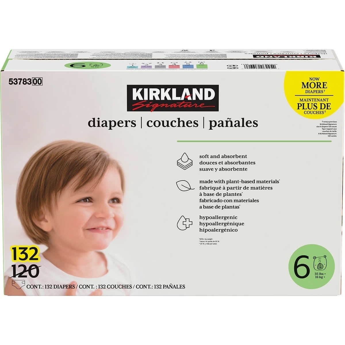 Kirkland Signature Soft Super Absorbent Diapers Size 6 132 Count Kirkland Signature Soft Super Absorbent Diapers Size 6 132 Count