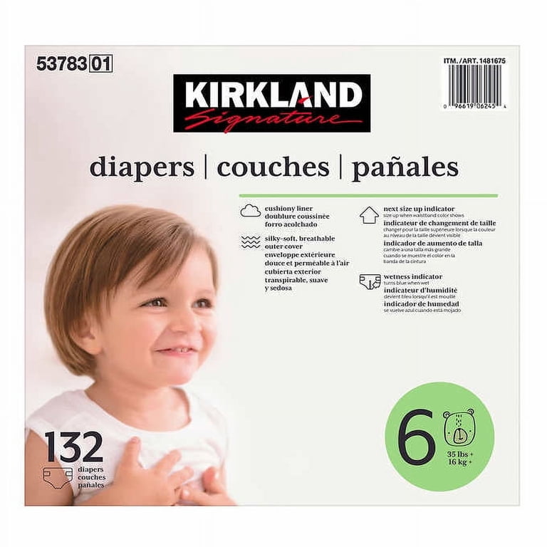 Kirkland Signature Diapers Sizes 6 (35+ lb/16+ kg) 132 Counts 