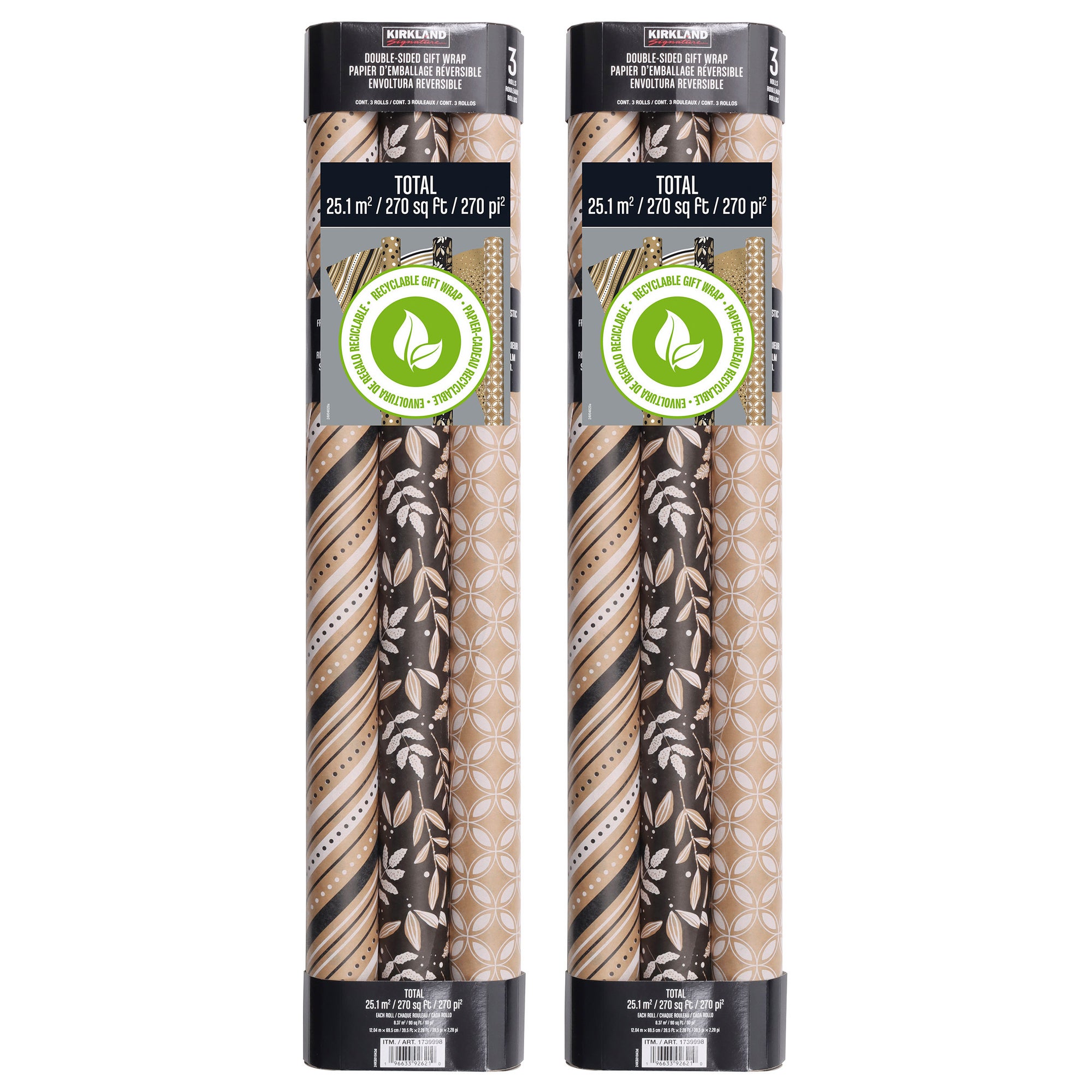 Kirkland Signature Double Sided Everyday Gift Wrap,6rolls,540 sq.ft