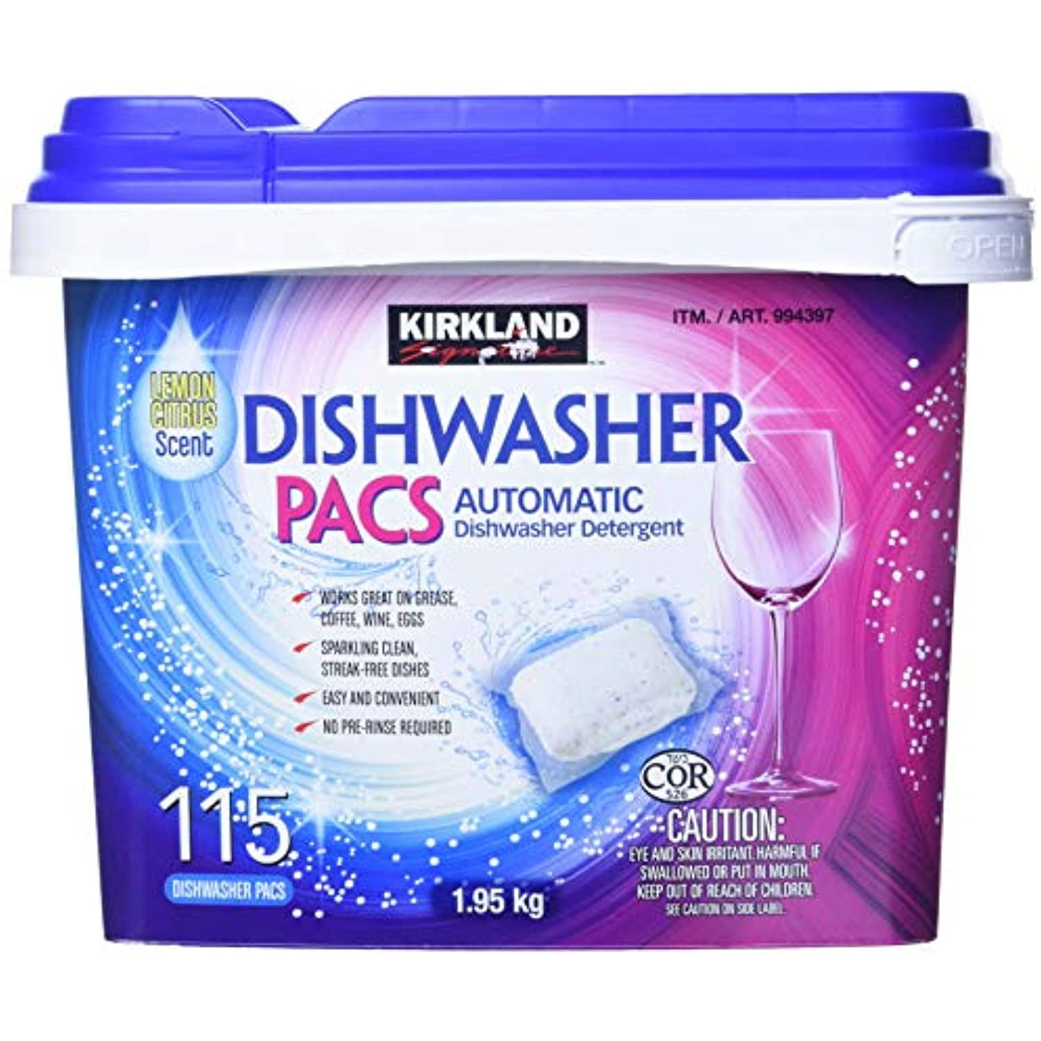 Kirkland Signature Easy to Use, Streak Free Premium Dishwasher Pacs, Automatic Dishwasher Detergent