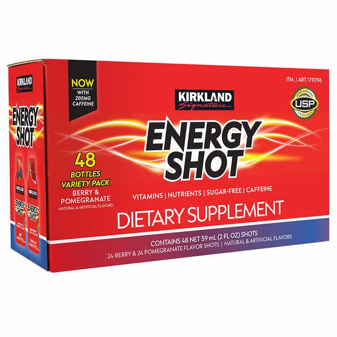 Kirkland Signature Energy Shot 48 Bottles 24 Berry & 24 Pomegranate (2