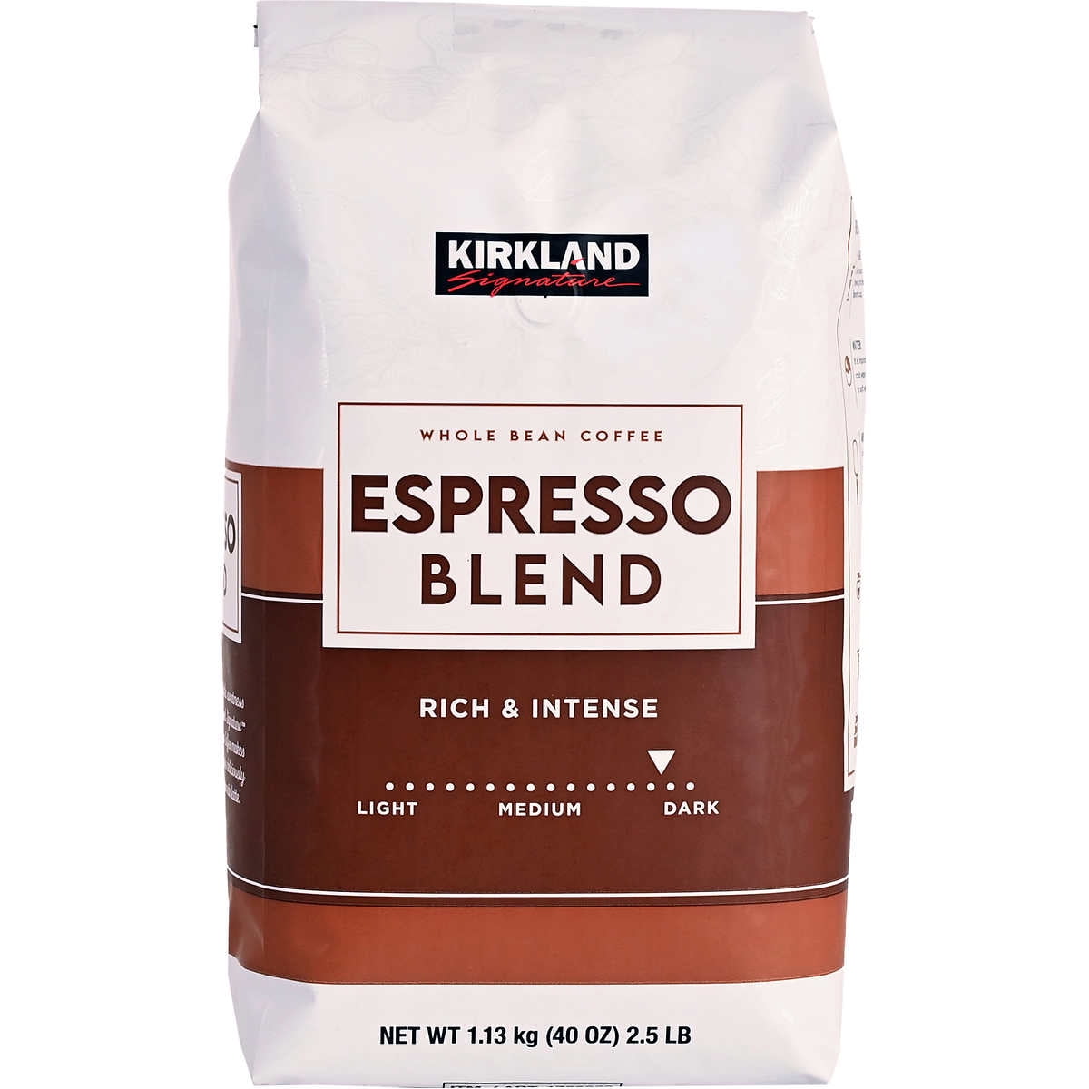 Kirkland Signature Espresso Blend Whole Bean Coffee Dark Roast 2.5 Pounds