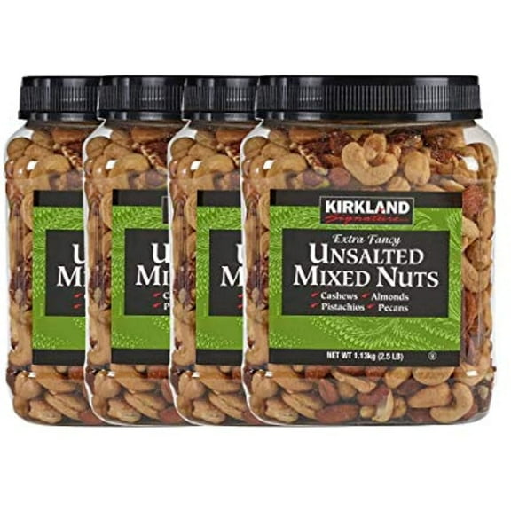 Kirkland Signature Extra Fancy Mixed Nuts, And Shelled, Unsalted 160 Ounce (Pack Of 4)