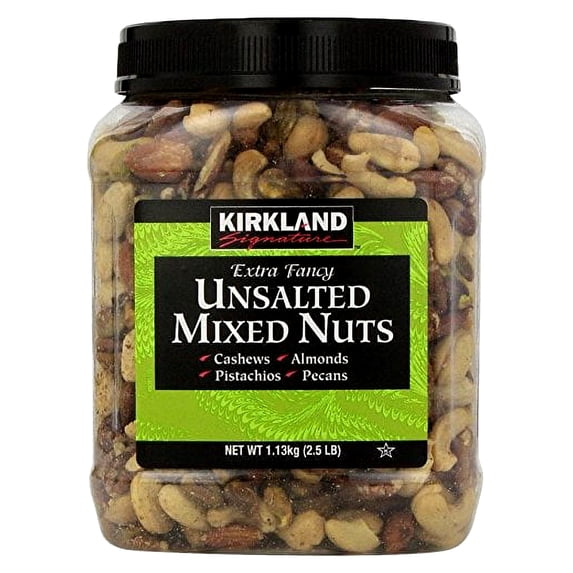 Kirkland Signature Extra Fancy Unsalted Mixed Nuts 2.5 (LB) (Pack of 2, Totaling 5 Pounds)