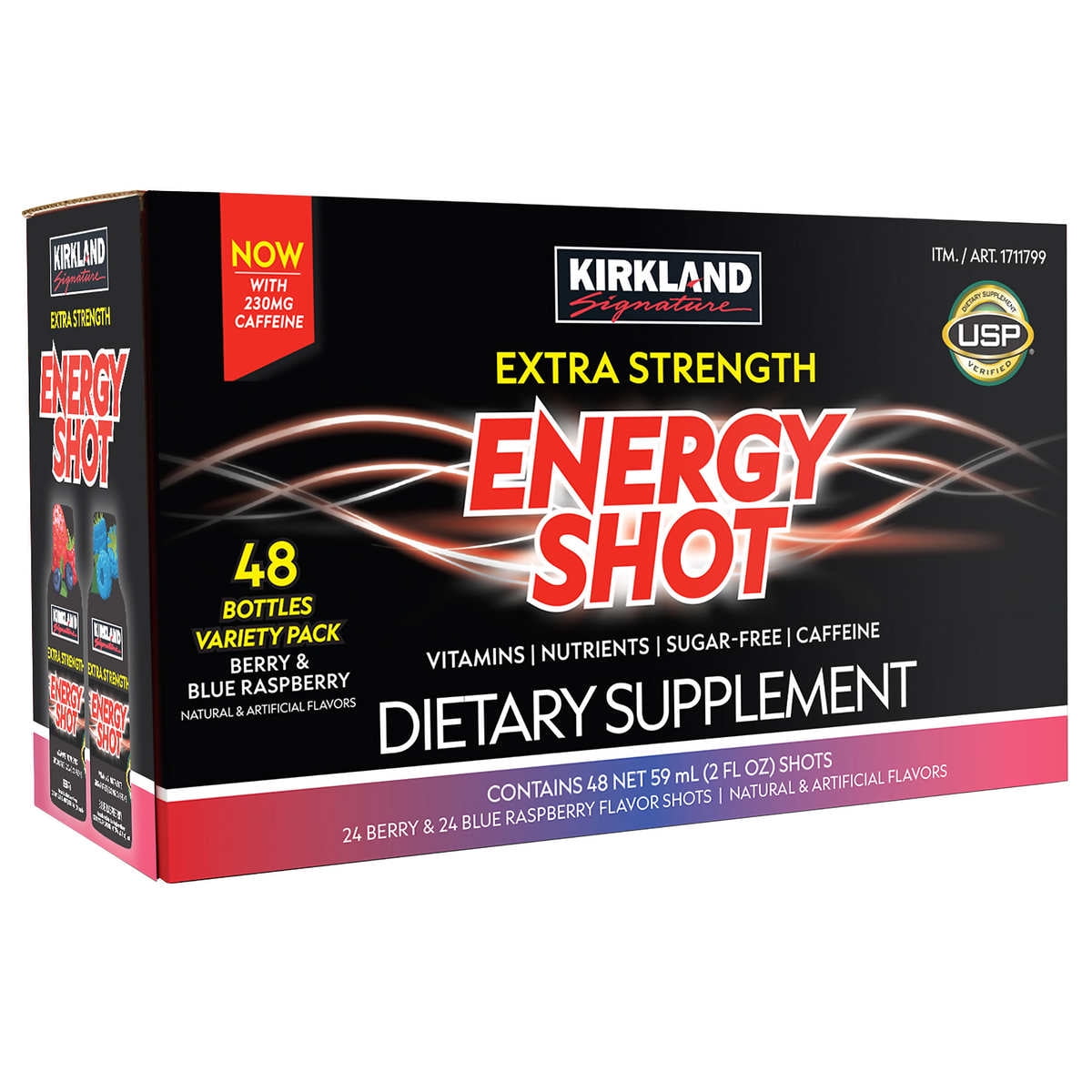 Kirkland Signature Extra Strength Energy Shot Variety, 2 Ounce Bottle