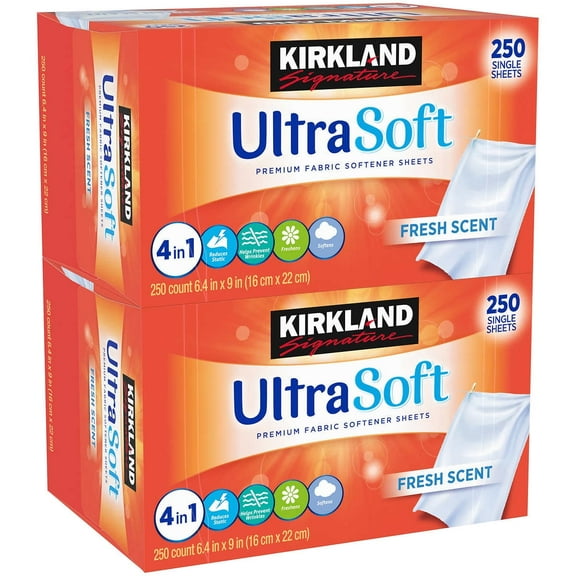 Kirkland Signature Fabric Softener Sheets, 250 Count (2 Pack)