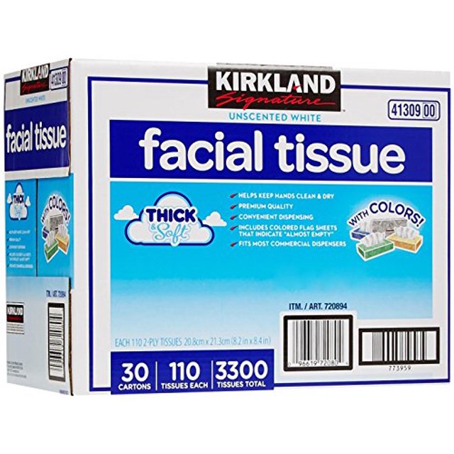 Kirkland Signature Facial Tissue, Lodge Pack 110 ct 30 pk