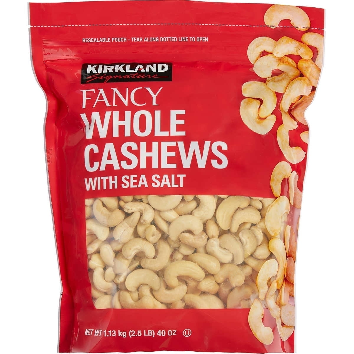 KIRKLAND Signature Fancy Whole Cashews, Sea Salt, Kosher, 2.5 lb