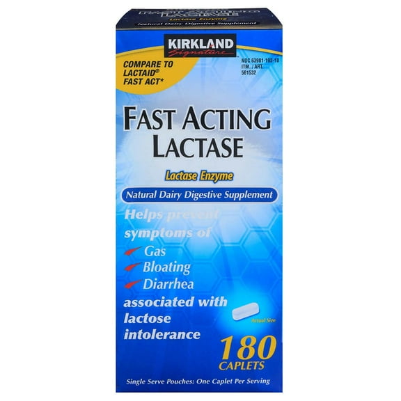 Kirkland Signature Fast Acting Lactase 180 Caplets