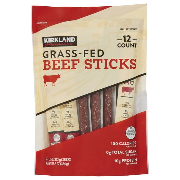 Kirkland Signature Grass-fed Beef Sticks, 1.15 Ounce (Pack of 12)